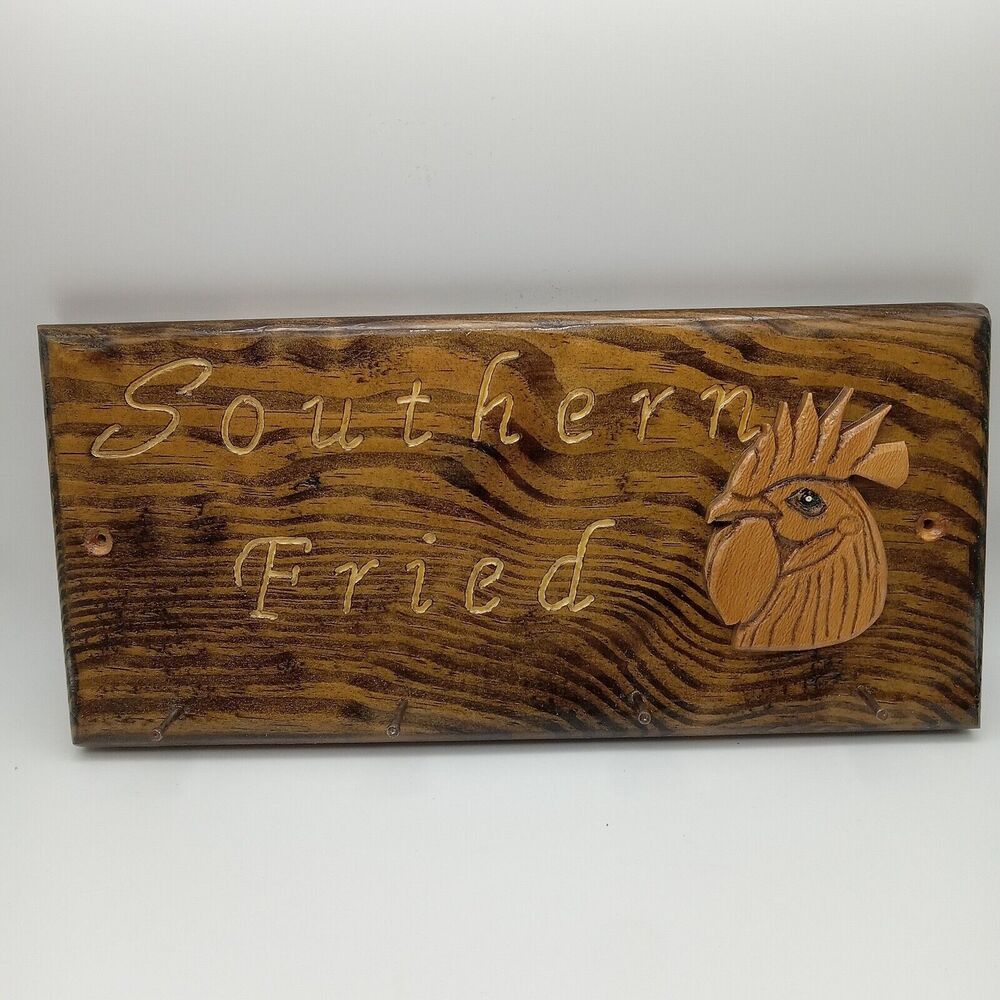 Handmade and Carved Southern Rooster Chicken Key Pot Holder Christmas